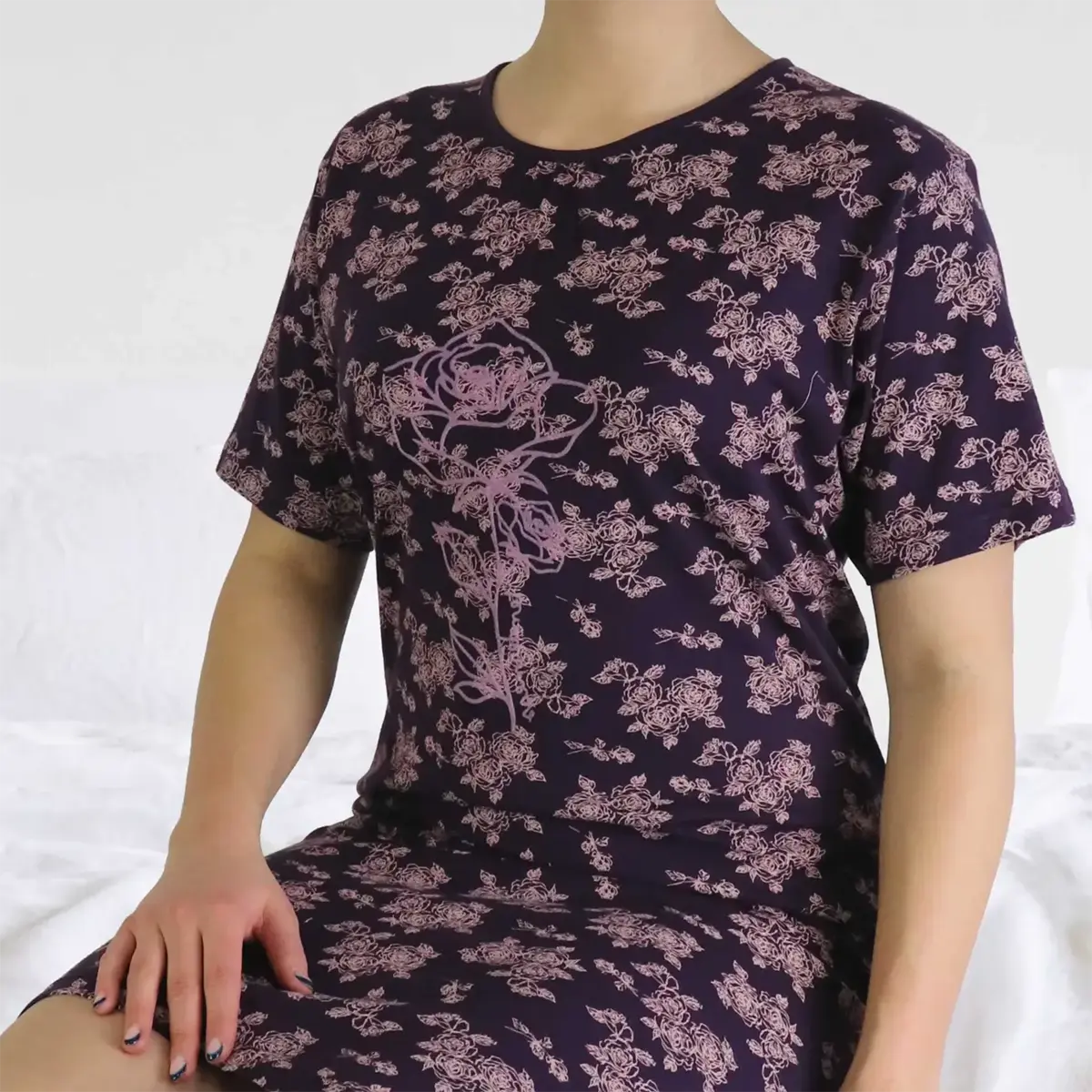 Tenderness dames nachthemd korte mouw - Lila flower Tenderness dames nachthemd korte mouw - Lila flower