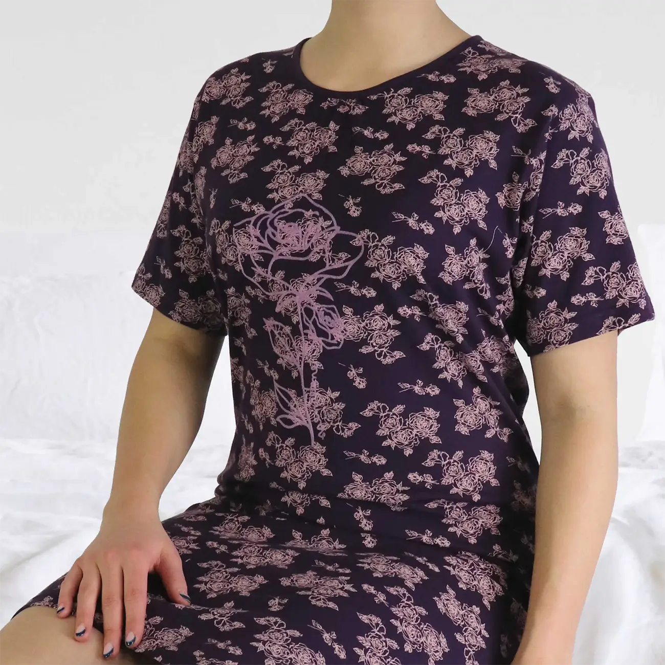 Tenderness dames nachthemd korte mouw - Lila flower