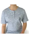 Tenora dames nachthemd knoopsluiting - korte mouw - Lichtblauw