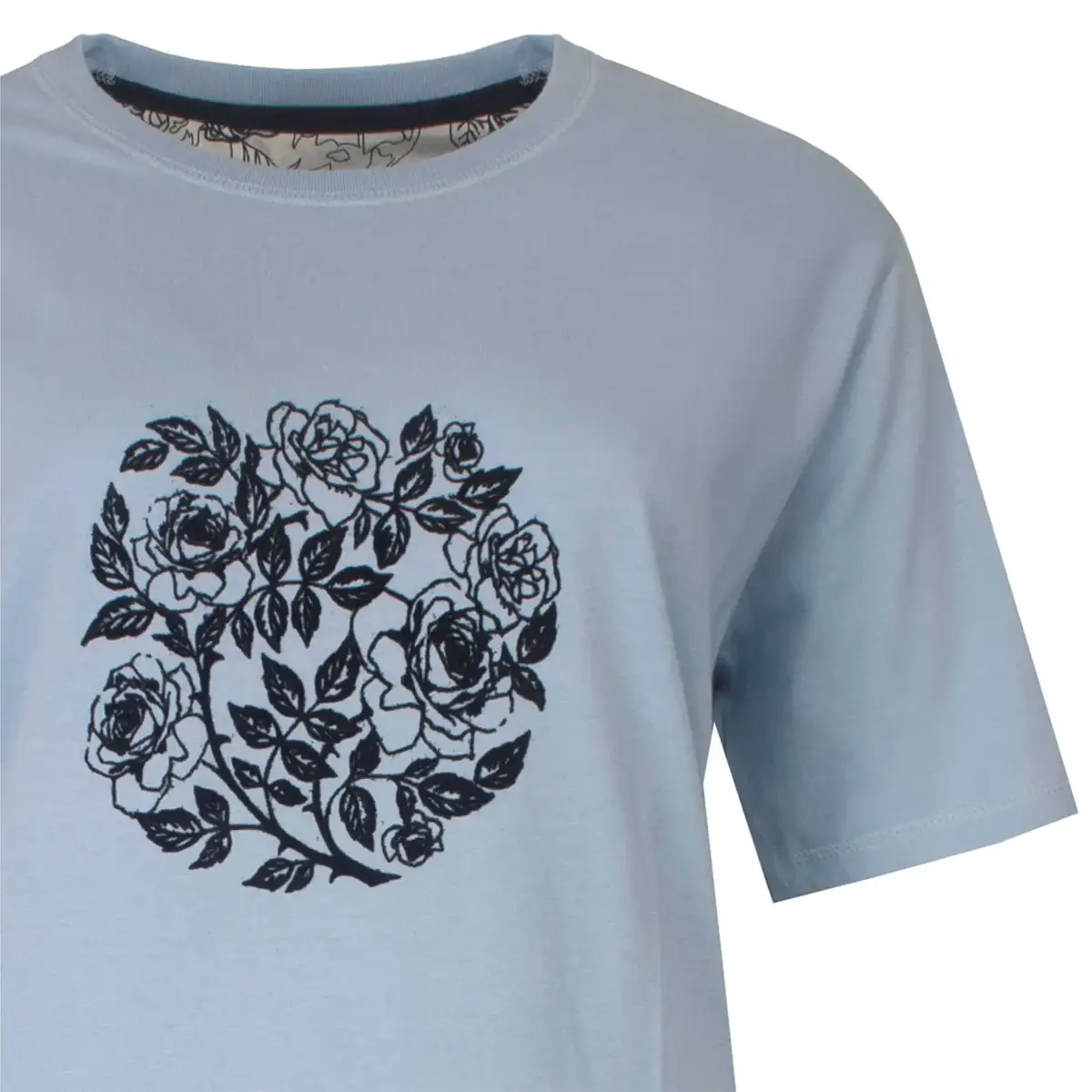 Medaillon dames shortama katoen - "Grey Flower" Korte mouwen - Korte broek Medaillon dames shortama katoen - "Grey Flower" Korte mouwen - Korte broek