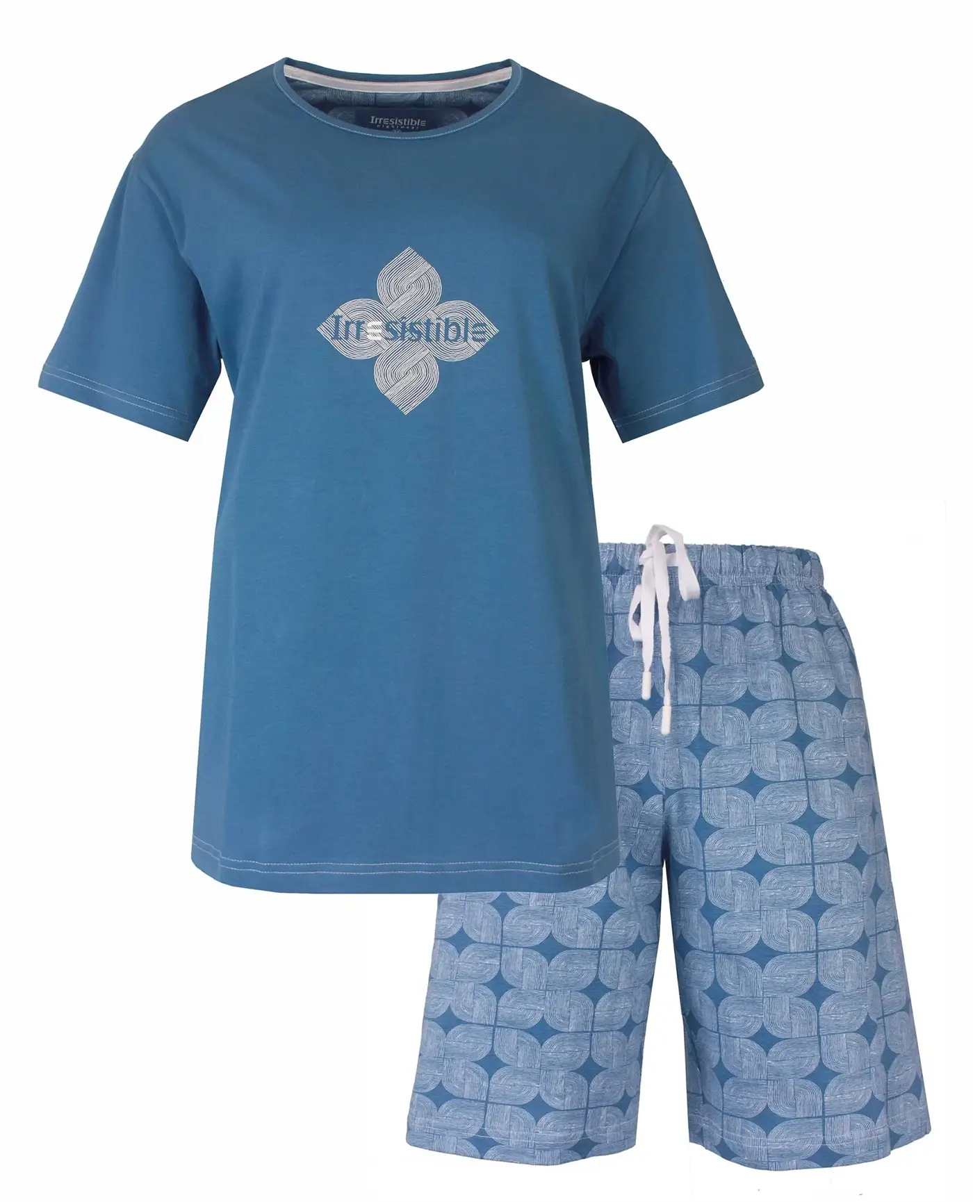 Irresistible dames shortama katoen - Ocean Blue