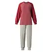 Lunatex badstof dames pyjama - Winter Streep - Warme pyjama - Rood