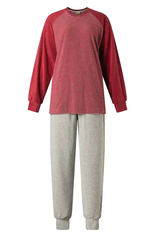 Lunatex badstof dames pyjama - Winter Streep - Warme pyjama