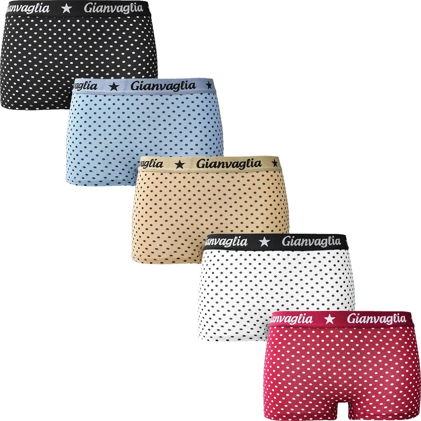 Gianvaglia 5-pak meisjes shorts - Dots - Multipack Katoenen kinder onderbroeken