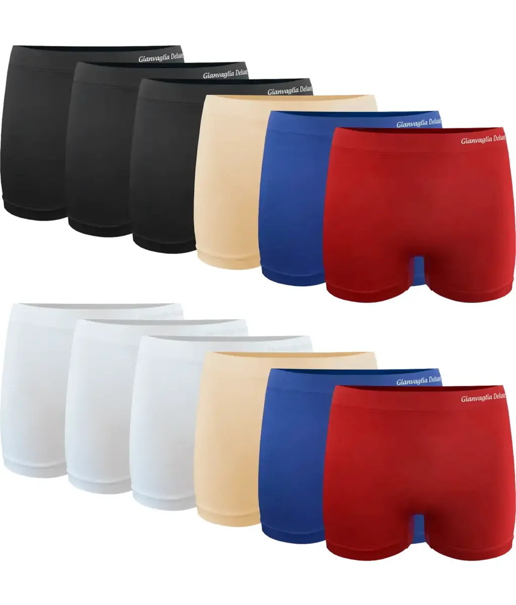 Gianvaglia 12-pak Naadloze dames boxershorts - Seamless ondergoed dames - Multipack - Goedkoop ondergoed