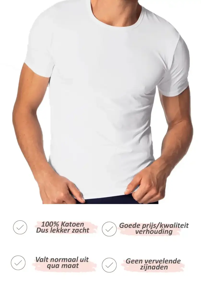 Beeren ondergoed heren T-shirt korte mouw - M3000 - Ondershirt mannen - Slim Fit - Ronde hals - wit, zwart, blauw