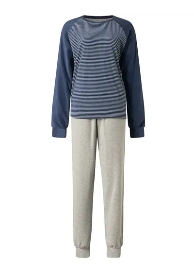Lunatex badstof dames pyjama - Lange mouwen - Winter Streep Lunatex badstof dames pyjama - Lange mouwen - Winter Streep