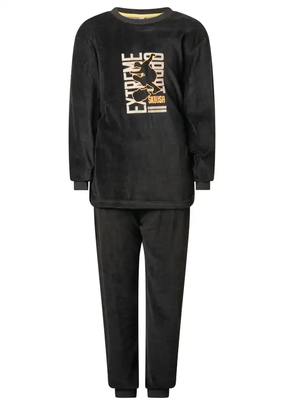 Outfitter velours jongens pyjama - Skate - Warme pyjama maat 128