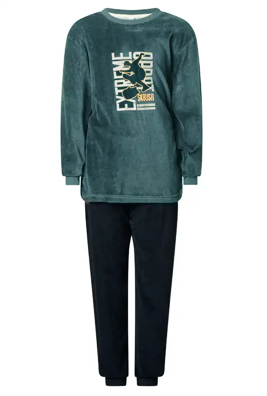 Outfitter velours jongens pyjama - Skate - Warme pyjama maat 128