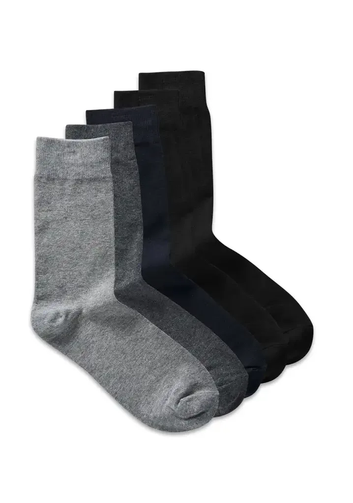 Jack & Jones 5-paar heren sokken katoen - Multipack katoenen sokken - Zwart - grijs - donkerblauw