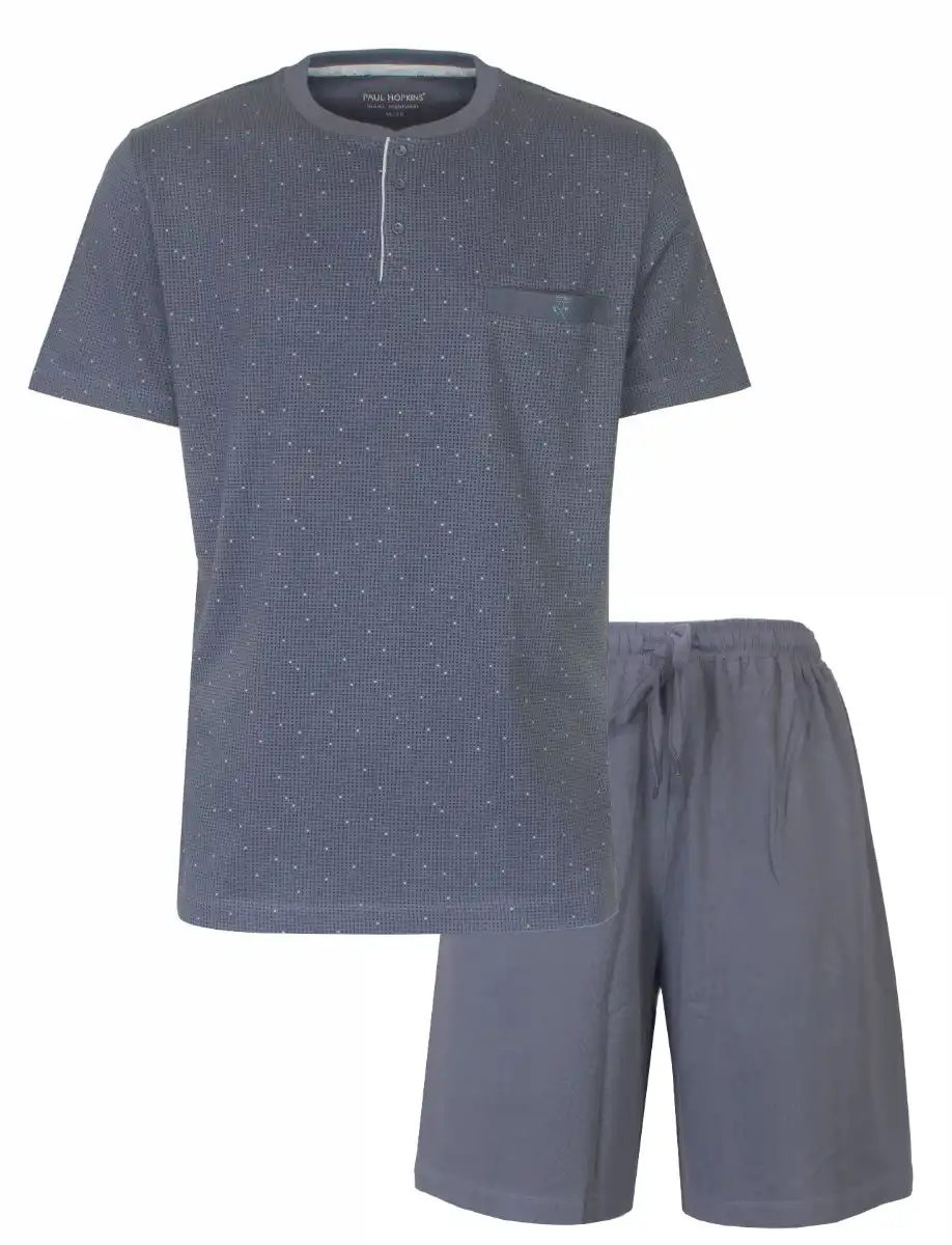 Paul Hopkins Heren shortama - Knoopsluiting - Zomer pyjama korte mouw - Korte broek
