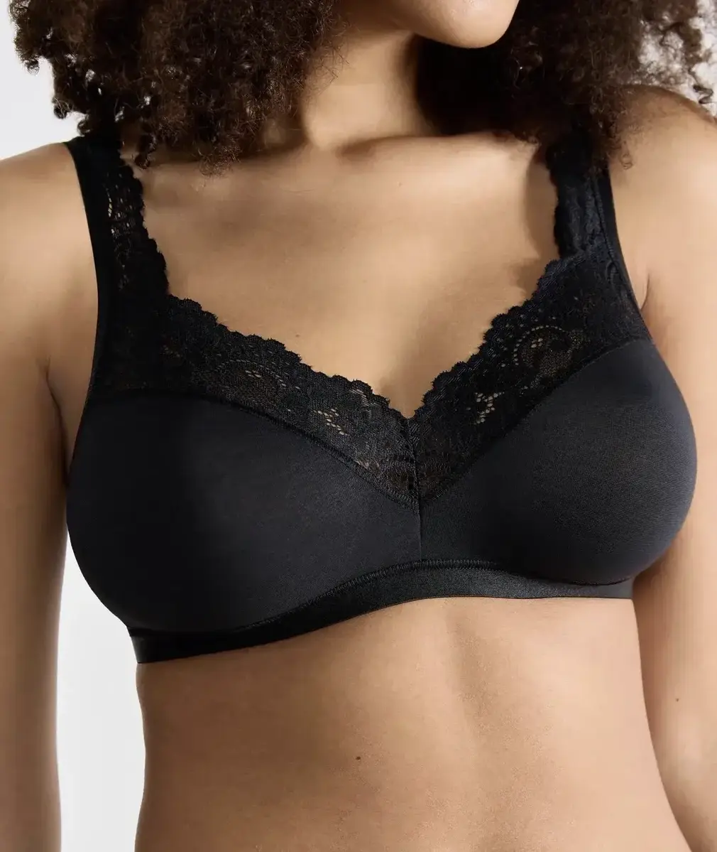 Sloggi Romance Soft Bra BH zonder beugel - Zonder vulling en niet voorgevormde kanten Bh - Zwart - Wit Sloggi Romance Soft Bra BH zonder beugel - Zonder vulling en niet voorgevormde kanten Bh - Zwart - Wit