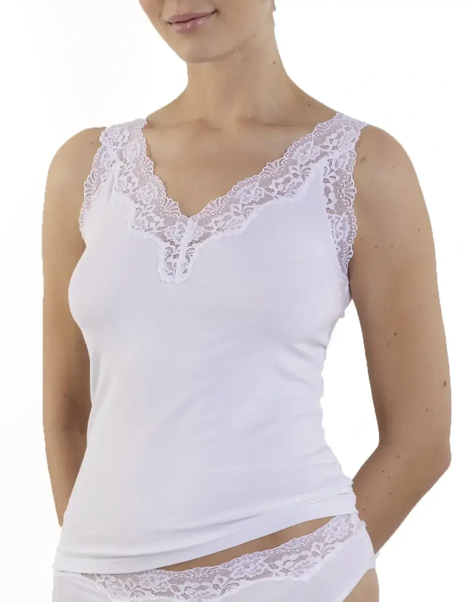 Nina von C dames hemd kant Modal - brede bandjes - Dames onderhemd - Singlet