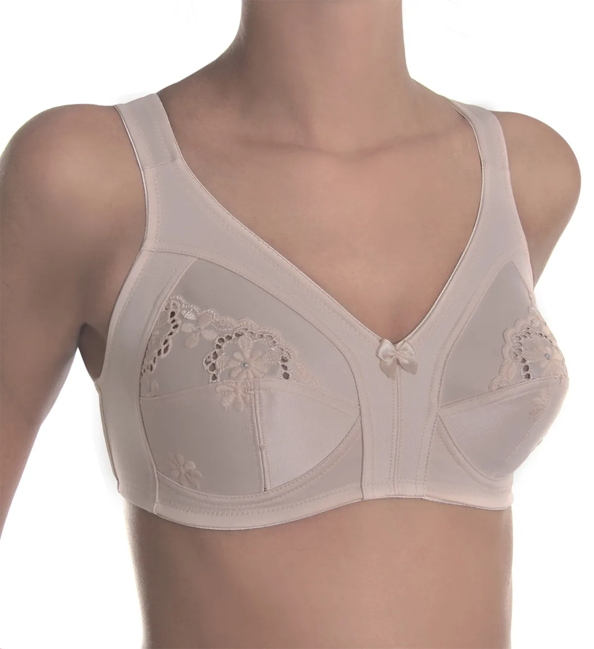 Sassa Mode soft Bh zonder beugel - 12906 - Brede bandjes - bh Grote maten - Wit - Huidskleur