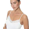 Mey Emotion dames smal bandje hemd met kant - Naadloos viscose Onderhemd spaghetti bandjes