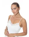 Mey Emotion dames smal bandje hemd met kant - Naadloos viscose Onderhemd spaghetti bandjes