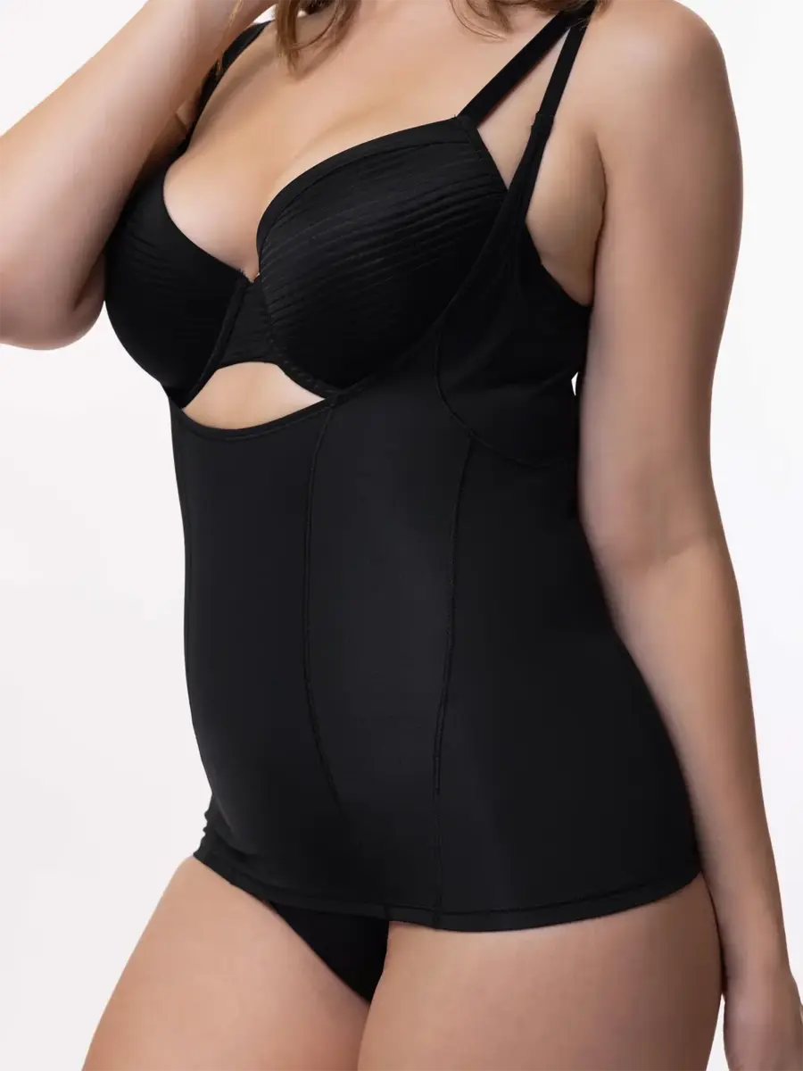 Dorina Corrigerend hemd dames - Medium control - Shapewear onderhemd zonder bh - Buik Corrigerend - Zwart en huidskleur