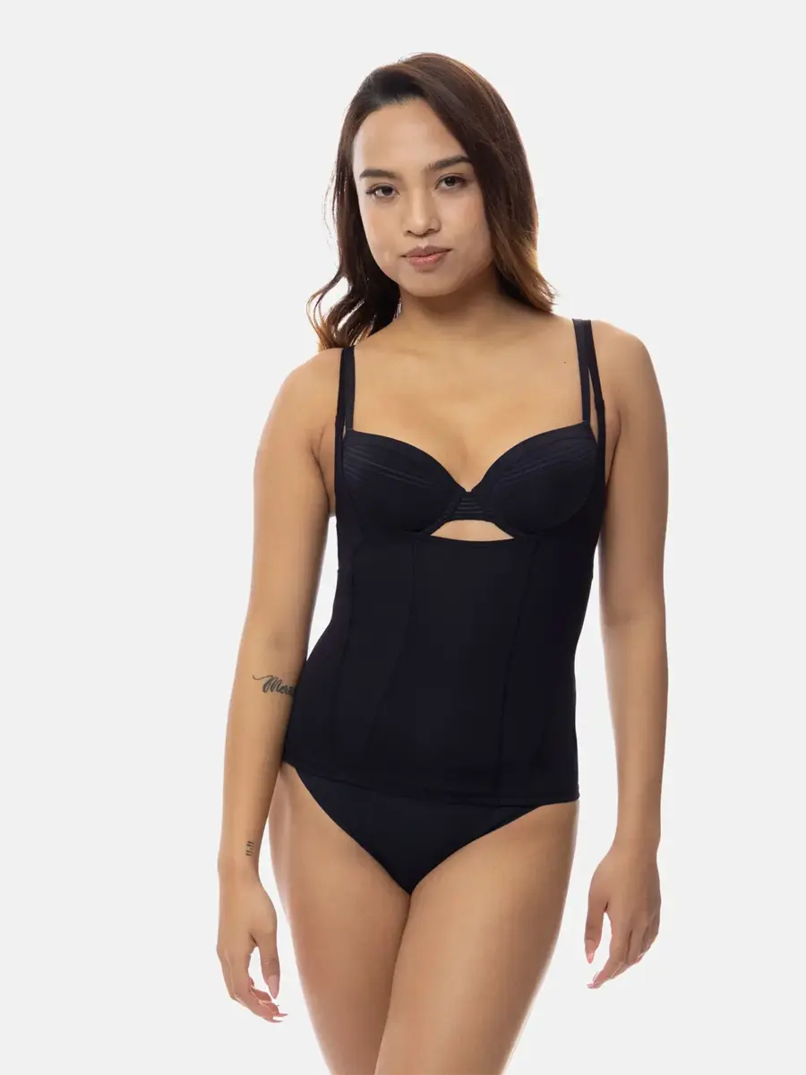 Dorina Corrigerend hemd dames - Medium control - Shapewear onderhemd zonder bh - Buik Corrigerend - Zwart en huidskleur