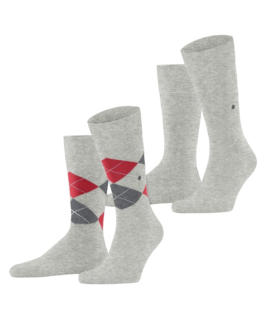 Burlington 2-paar mix Everyday heren sokken - Argyle - Biologisch katoenen sokken met ruit print
