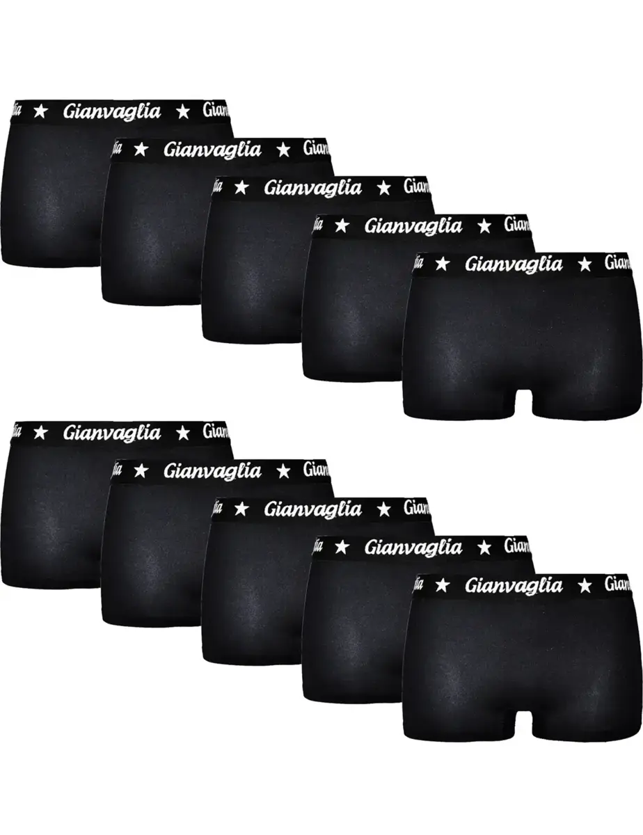 Gianvaglia 10-pak dames boxershorts katoen - dames shorts - Black - Zwarte multipack dames onderbroeken - Vrouwen ondergoed voordeelverpakking