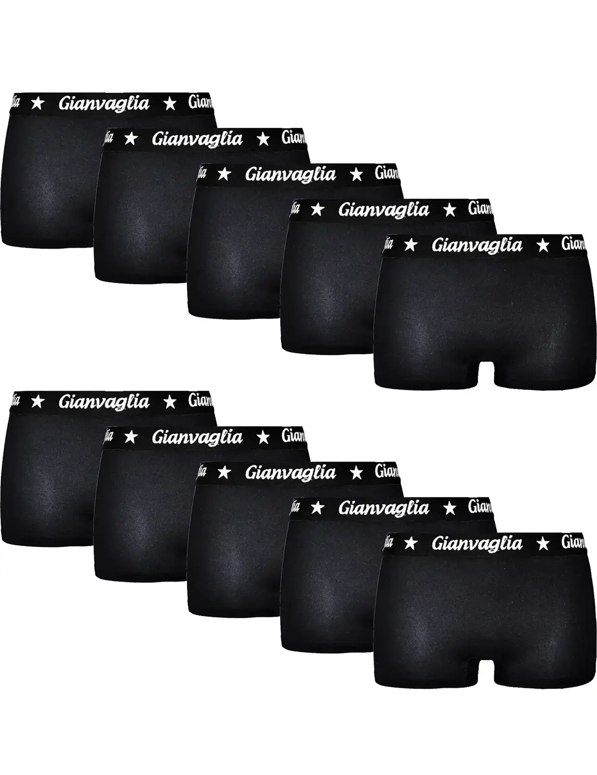 Gianvaglia 10-pak dames boxershorts katoen - dames shorts - Black - Zwarte multipack dames onderbroeken - Vrouwen ondergoed voordeelverpakking