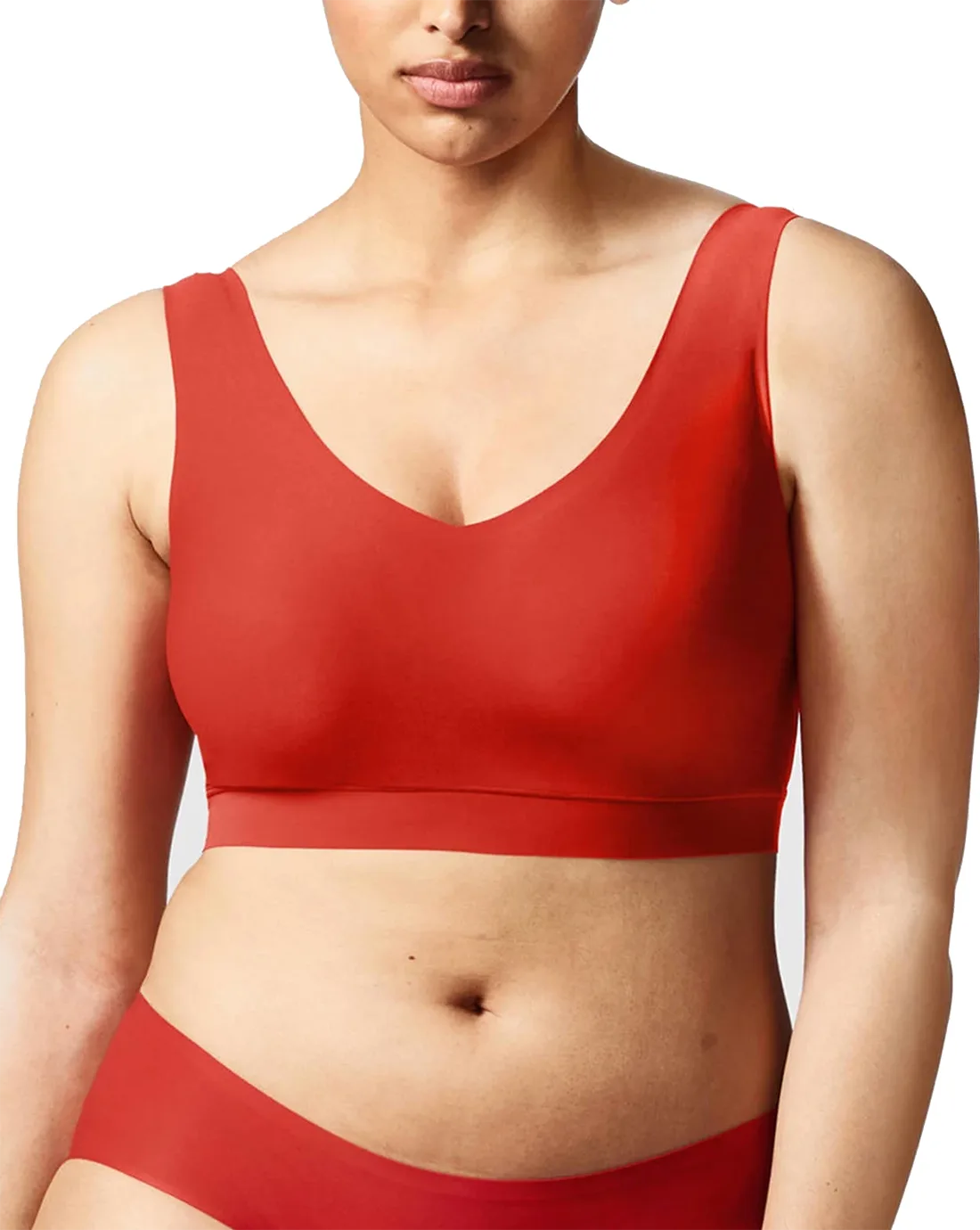 Chantelle Bralette top met vulling - Soft Stretch - Padded top - Bralette / BH Top naadloos dames - Rood - zwart - Huidskleur