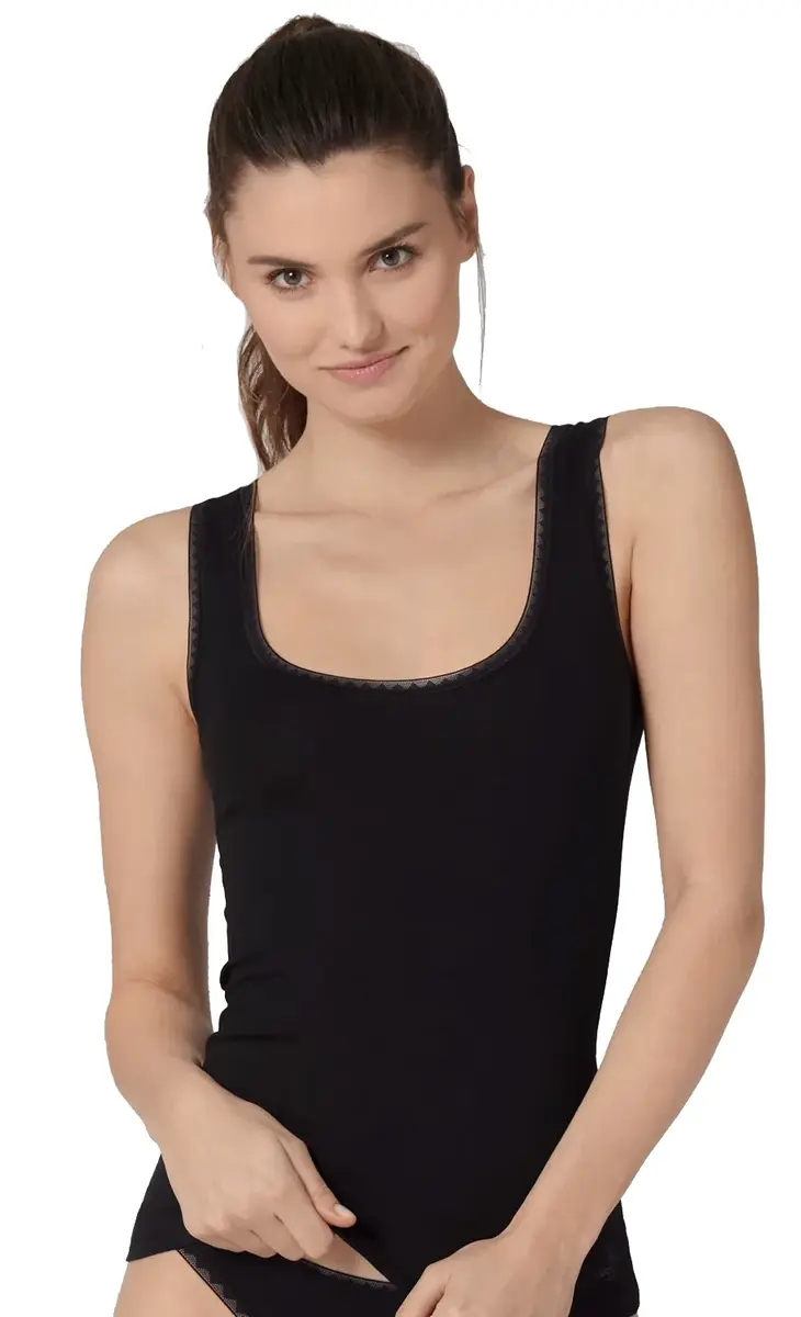 Sloggi 2-pack dames hemden GO brede band - Biologisch katoenen dames onderhemd - Ronde hals