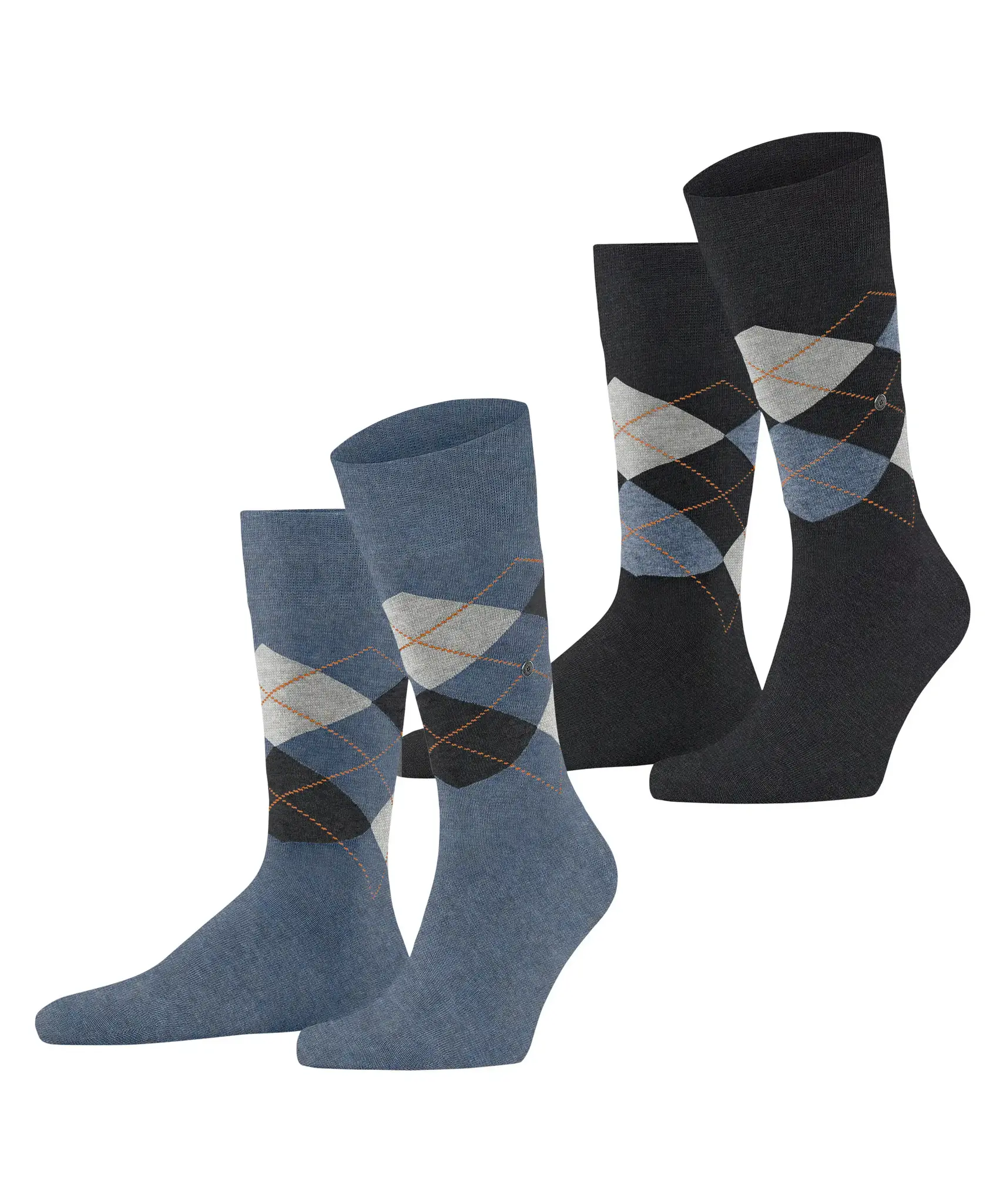 Burlington 2-paar Everyday heren sokken - Argyle - katoenen sokken met ruit print