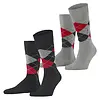 Burlington 2-paar Everyday heren sokken - Argyle - katoenen sokken met ruit print