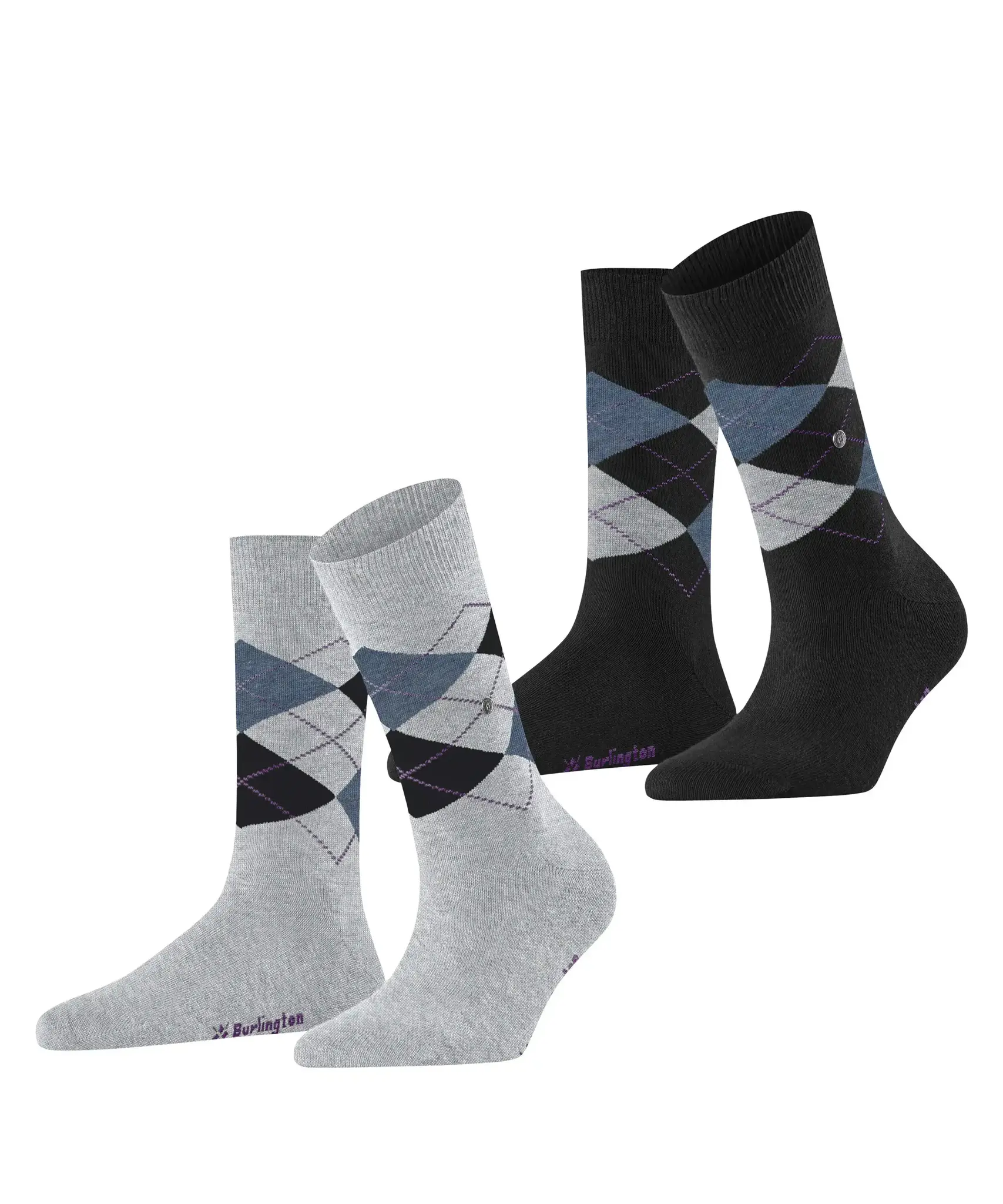 Burlington 2-paar Everyday dames sokken - Argyle - katoenen sokken met ruit print