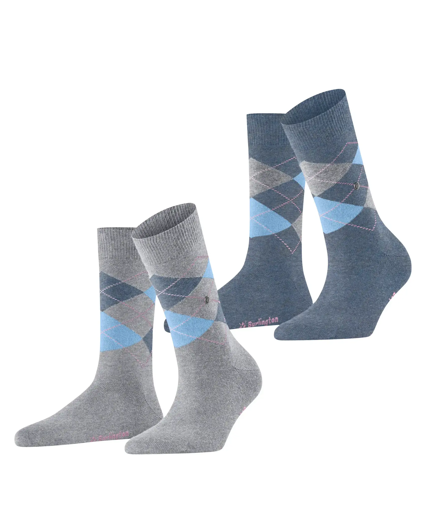 Burlington 2-paar Everyday dames sokken - Argyle - katoenen sokken met ruit print