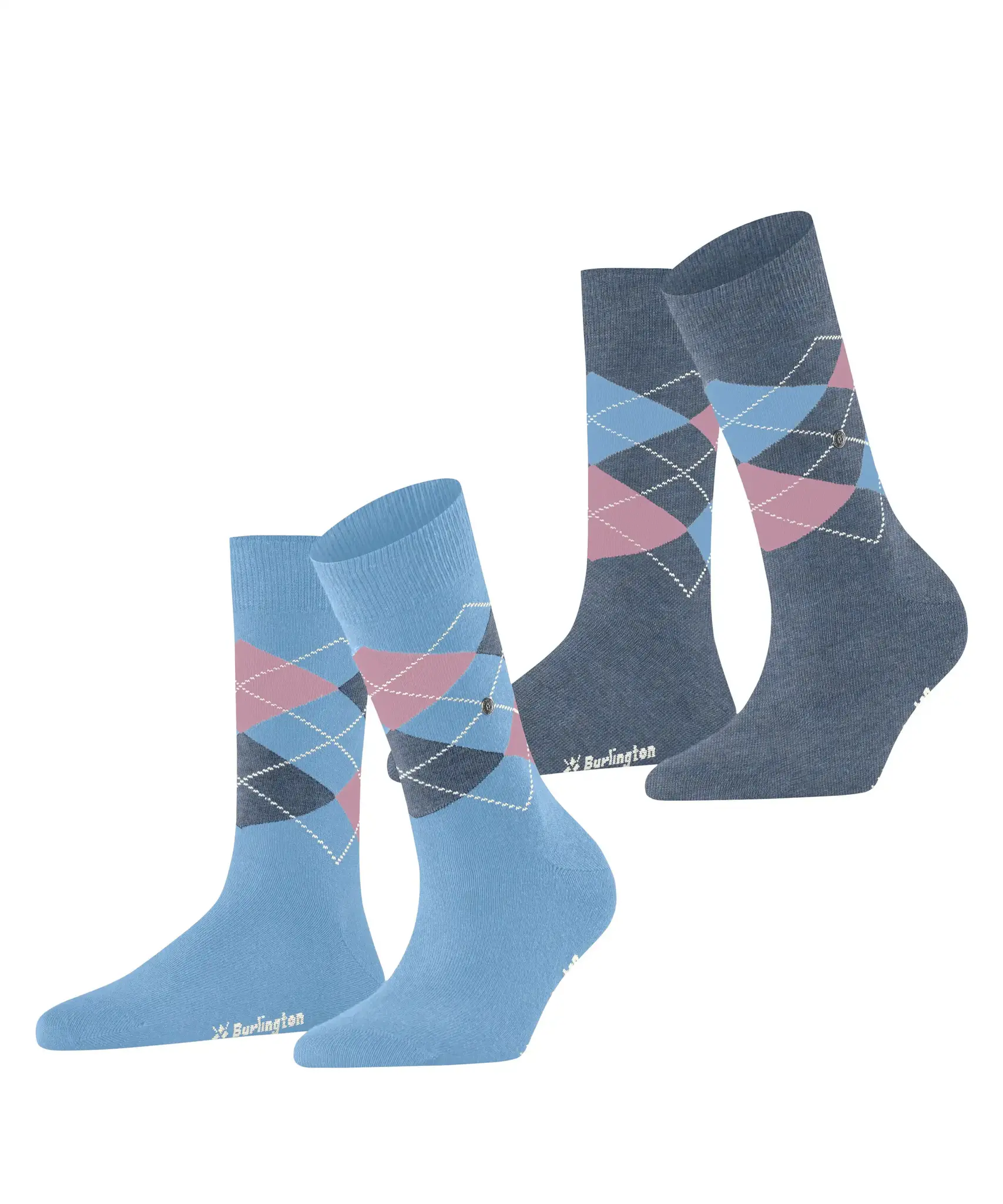 Burlington 2-paar Everyday dames sokken - Argyle - katoenen sokken met ruit print