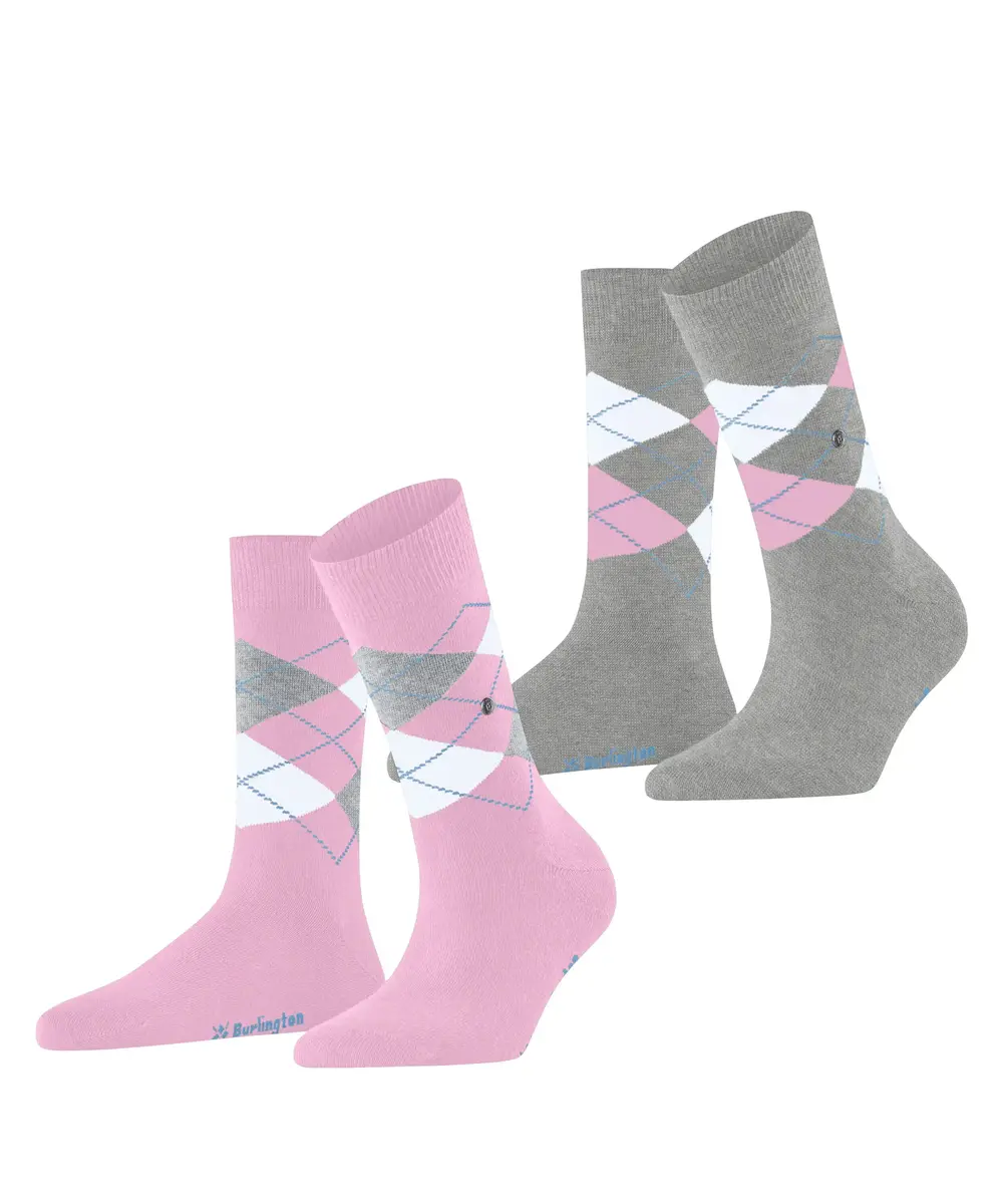 Burlington 2-paar Everyday dames sokken - Argyle - katoenen sokken met ruit print Burlington 2-paar Everyday dames sokken - Argyle - katoenen sokken met ruit print