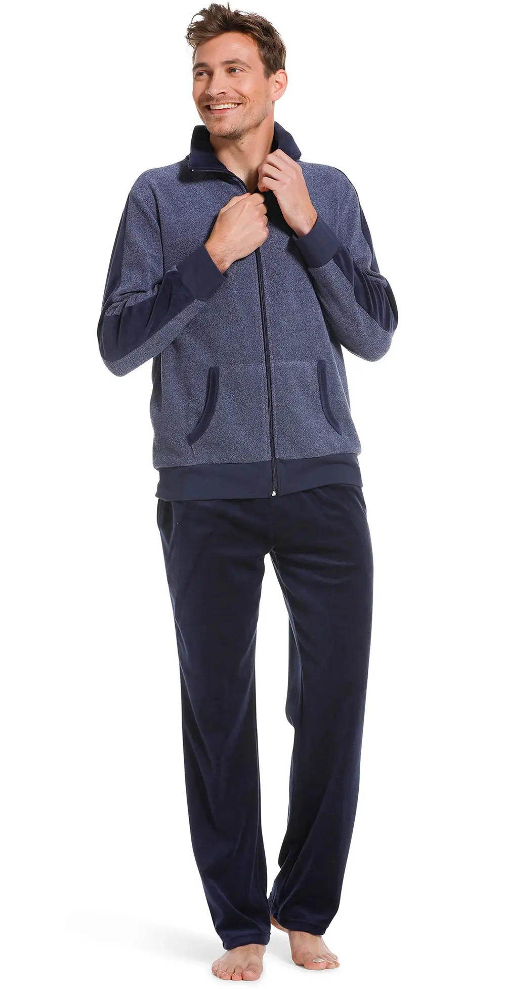 Pastunette huispak heren - Dark Blue - NOS - Badstof heren pyjama pak - Warm