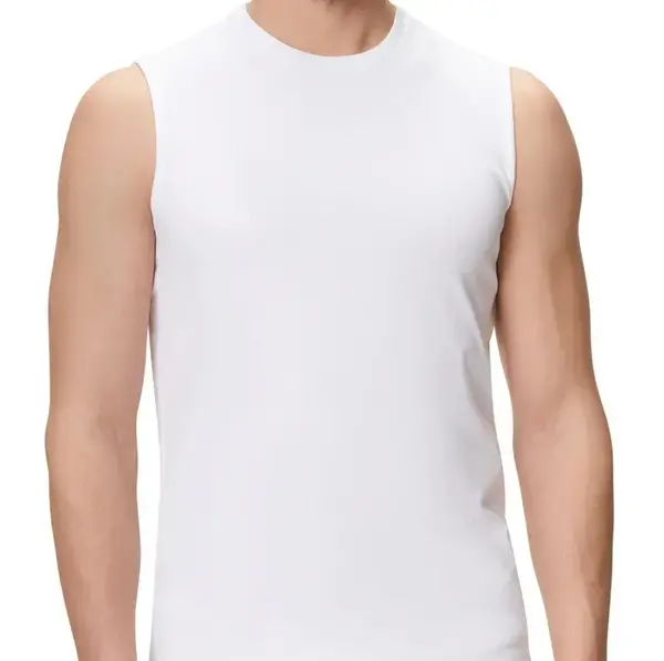 Beeren heren mouwloos shirt katoen Extra lang - Shirt zonder mouwen - wit en zwart Ondershirt