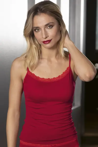 Nina von C dames spaghetti hemd kant - Modal - Kanten onderhemd met smalle bandjes - Luxe singlet