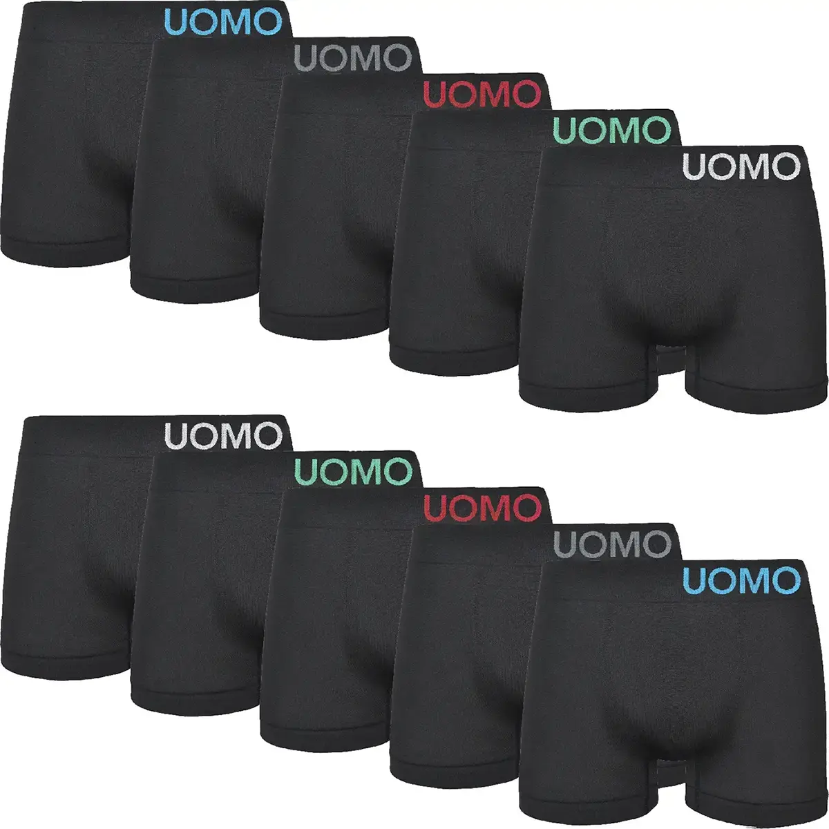 Uomo 10-Pack Heren Boxershorts - Naadloze multipack heren onderbroeken - Voordeelverpakking - Seamless ondergoed heren