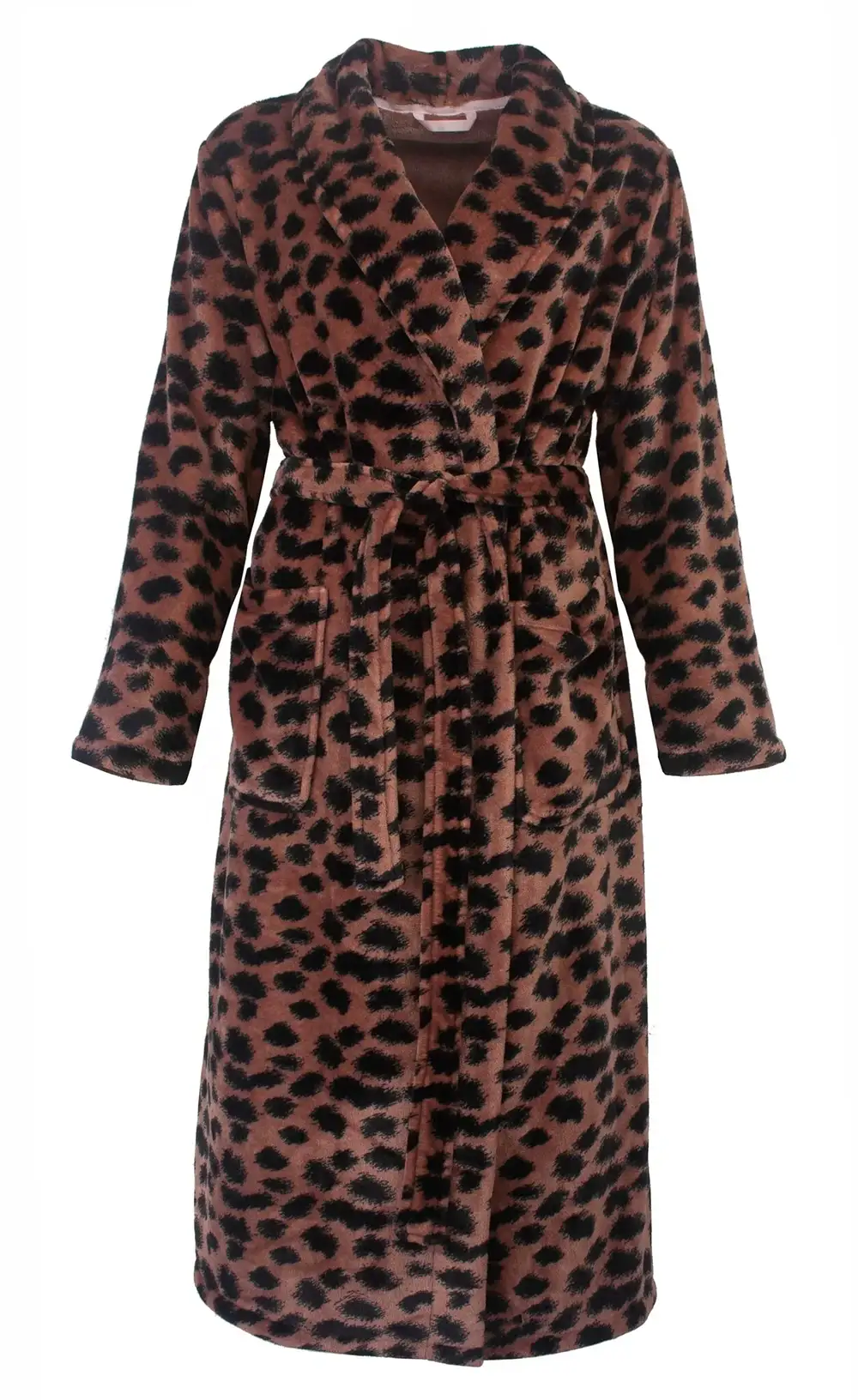 Irresistible dames badjas fleece - Bronze Panter - Warme winter badjas