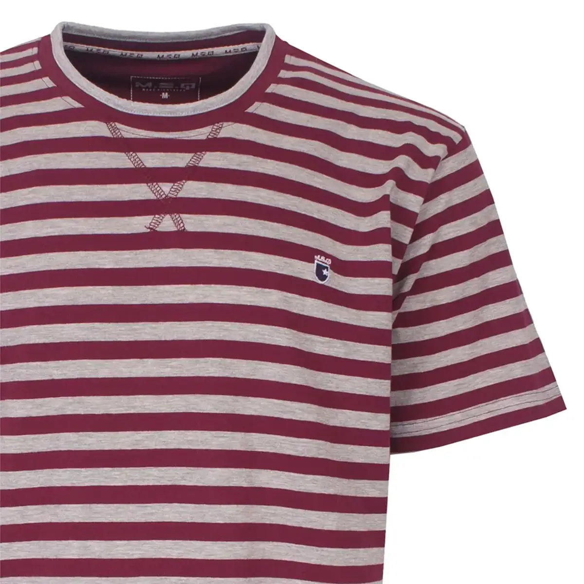 M.E.Q. Heren shortama katoen - ronde -hals - Rode streep