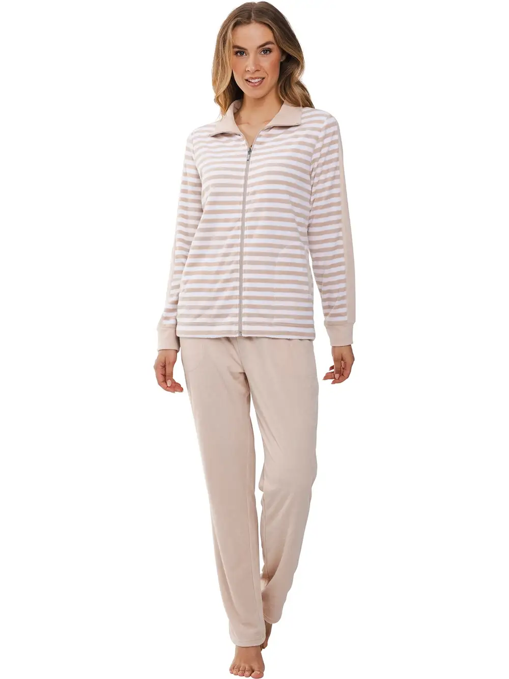 Pastunette Huispak Dames Badstof - Beige streep - Warm 2-delig huispak - Copy