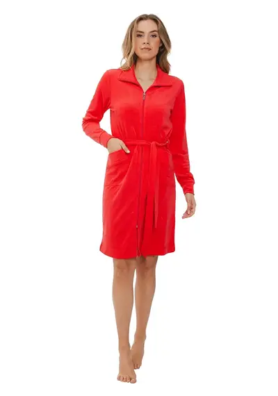 Rebelle dames badstof badjas met rits - 100Cm