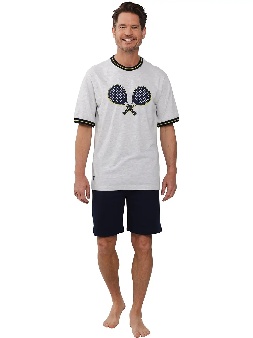Pastunette heren shortama Tricot - Padel - Katoenen Zomer pyjama korte mouw