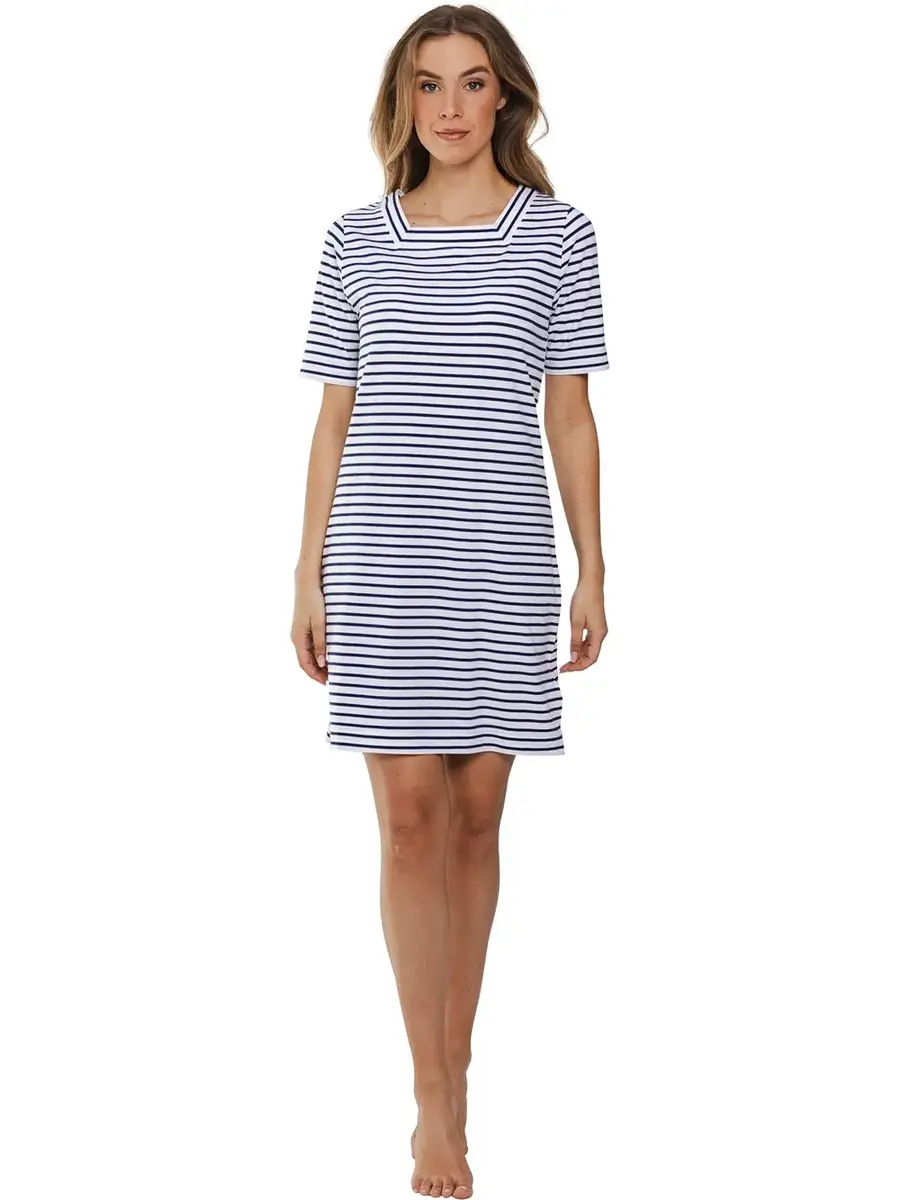 Pastunette dames nachthemd korte mouw - Blue ocean