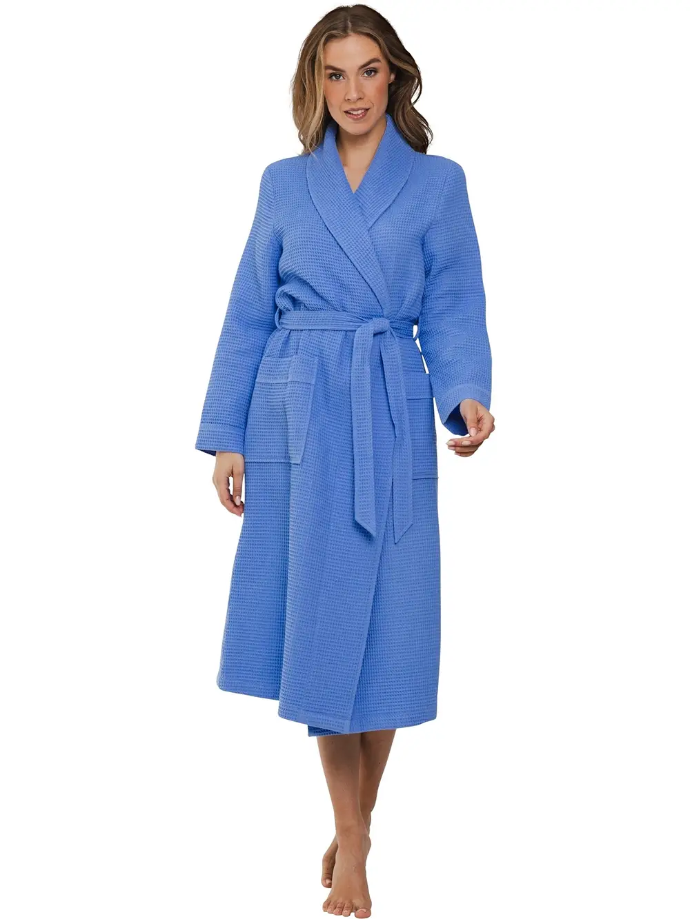 Pastunette lange dames badjas Wafel - katoen