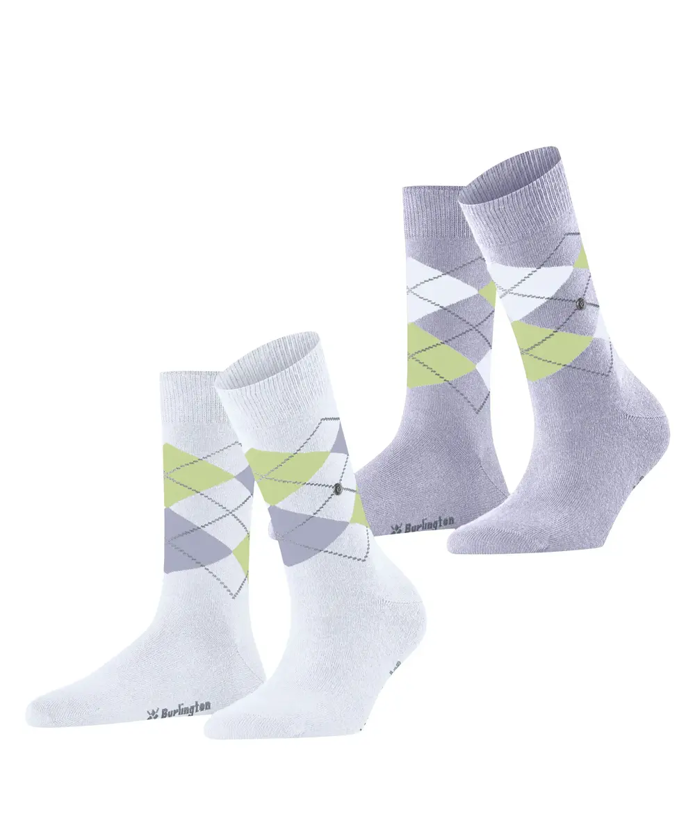 Burlington 2-paar Everyday dames sokken - Argyle - katoenen sokken met ruit print Burlington 2-paar Everyday dames sokken - Argyle - katoenen sokken met ruit print