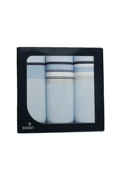 Swan 3 stuks - Heren zakdoeken, Lichtblauw