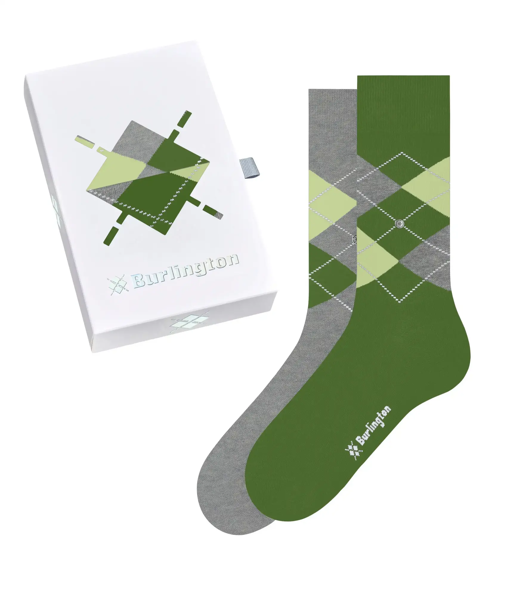 Burlington 2-paar heren sokken - Cadeau verpakking - Gift Box - Katoenen sokken met ruit print