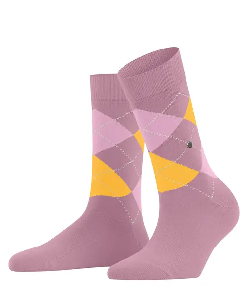 Burlington Queen Hoge Dames Sokken - Biologisch katoenen Dames kousen met ruit print Burlington Queen Hoge Dames Sokken - Biologisch katoenen Dames kousen met ruit print