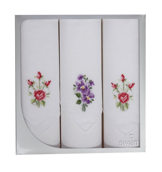 Winkler Dames zakdoeken  Bloem 3-pak - Cadeau verpakking - stoffen zakdoek Winkler Dames zakdoeken  Bloem 3-pak - Cadeau verpakking - stoffen zakdoek