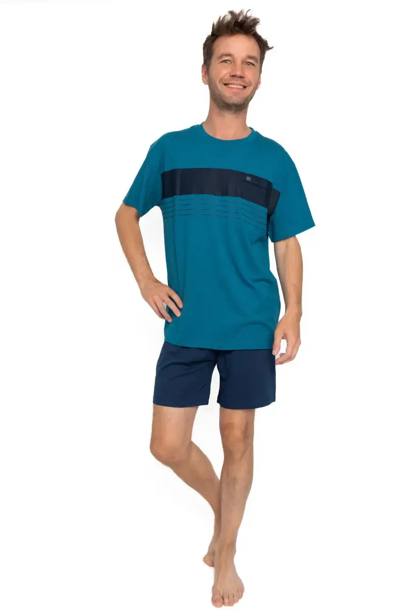 Outfitter heren shortama tricot katoen - Lagoon Outfitter heren shortama tricot katoen - Lagoon